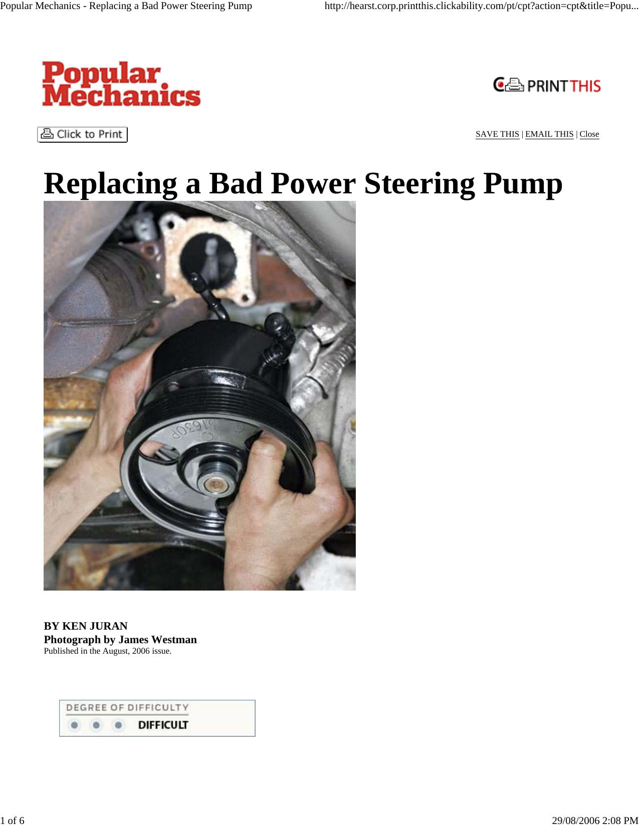 Popular Mechanics - Replacing a Bad Power Steering Pump by HP_Administrator