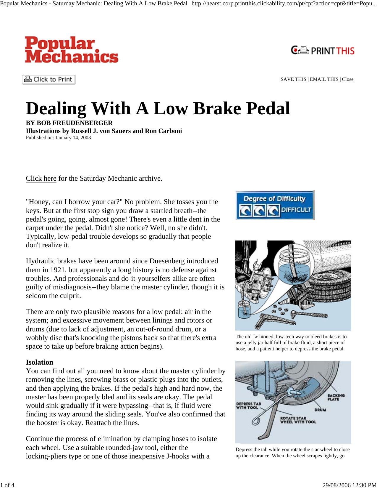 Popular Mechanics - Saturday Mechanic: Dealing With A Low Bra... by HP_Administrator