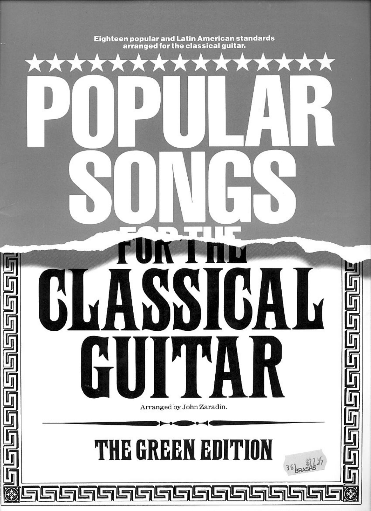 Popular Songs for Classical Guitar by Zaradin John