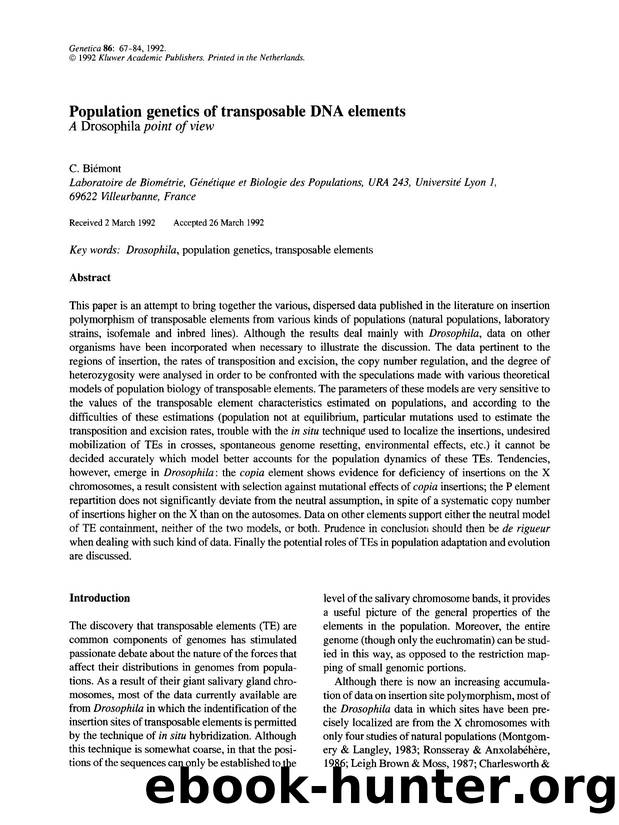 Population genetics of transposable DNA elements by Unknown