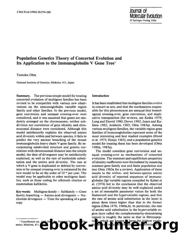 Population genetics theory of concerted evolution and its application to the immunoglobulin V gene tree by Unknown