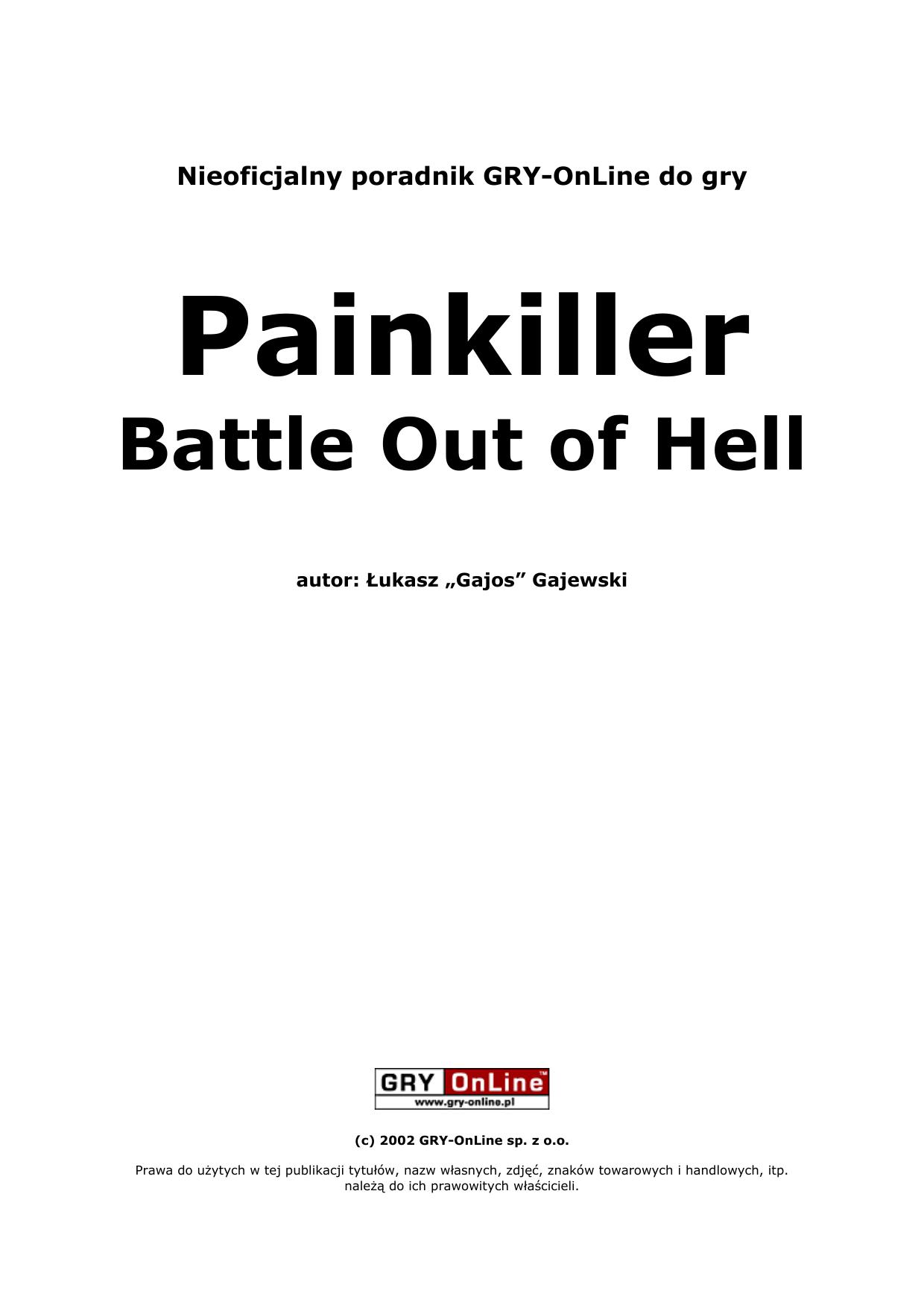 Poradnik Gry-OnLine do gry Painkiller: Battle Out of Hell by Łukasz „Gajos” Gajewski