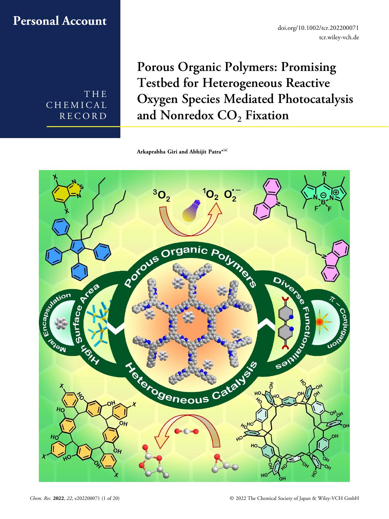 Porous Organic Polymers: Promising Testbed for Heterogeneous Reactive Oxygen Species Mediated Photocatalysis and Nonredox CO2 Fixation by Unknown