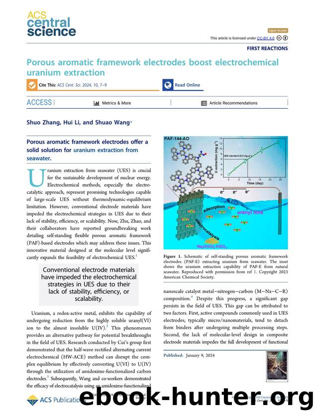 Porous aromatic framework electrodes boost electrochemical uranium extraction by Shuo Zhang & Hui Li & Shuao Wang (ORCID: g/0000-0002-1526-1102)