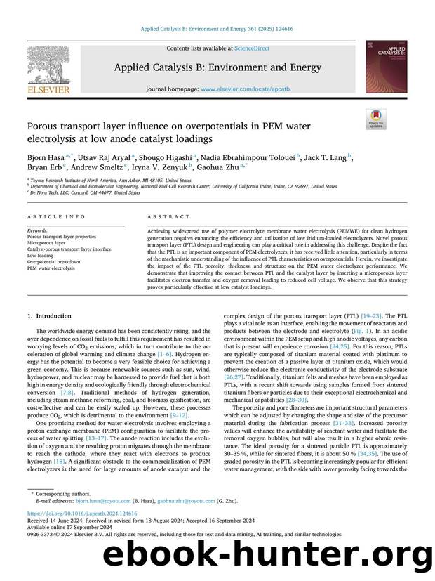 Porous transport layer influence on overpotentials in PEM water electrolysis at low anode catalyst loadings by unknow