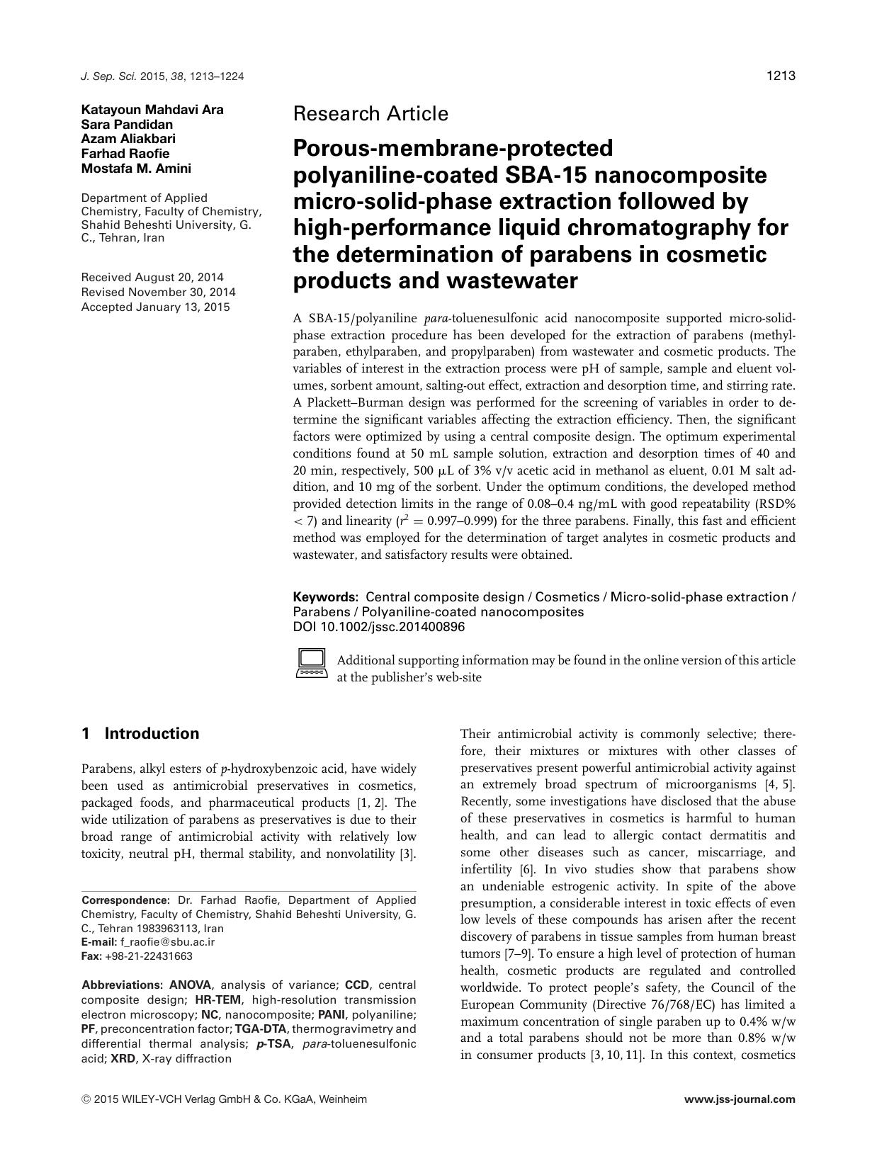 Porous&amp;#x26;#x02010;membrane&amp;#x26;#x02010;protected polyaniline&amp;#x26;#x02010;coated SBA&amp;#x26;#x02010;15 nanocomposite micro&amp;#x26;#x02010;solid&amp;#x26;#x02010; by Unknown