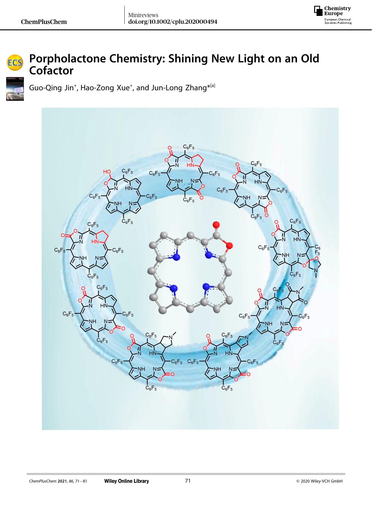 Porpholactone Chemistry: Shining New Light on an Old Cofactor by Unknown