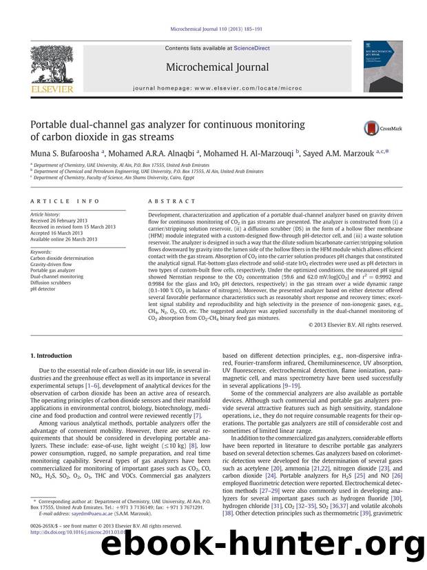 Portable dual-channel gas analyzer for continuous monitoring of carbon dioxide in gas streams by Muna S. Bufaroosha & Mohamed A.R.A. Alnaqbi & Mohamed H. Al-Marzouqi & Sayed A.M. Marzouk
