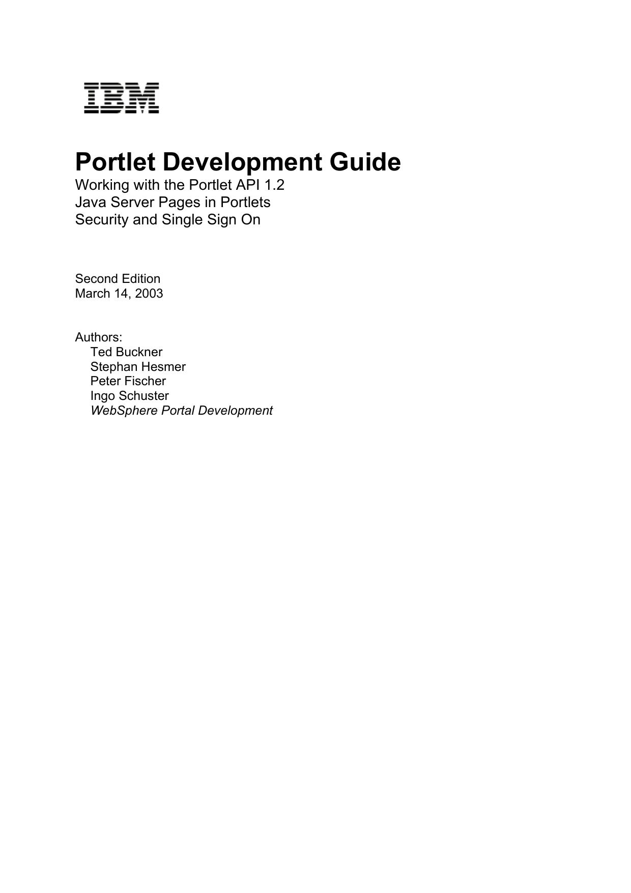 Portlet Development Guide by Stephan Hesmer