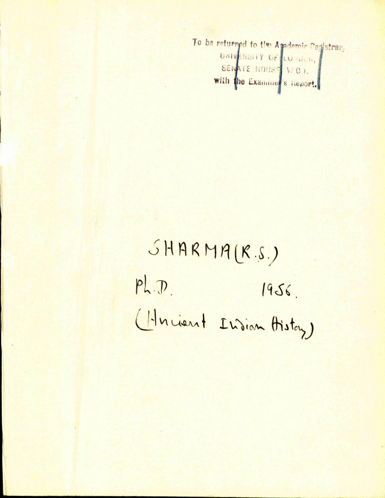 Position of the Sudras in Ancient India to 500 A.D. by R S Sharma