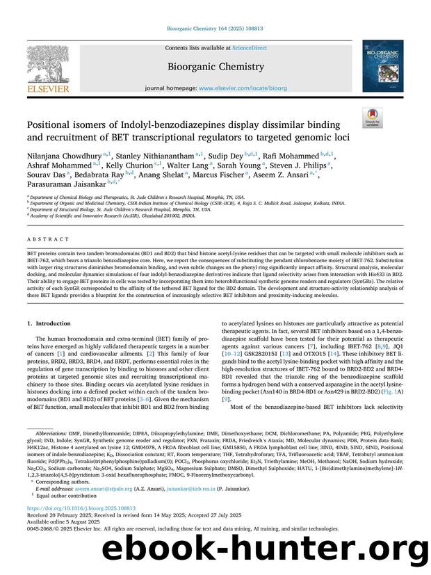Positional isomers of Indolyl-benzodiazepines display dissimilar binding and recruitment of BET transcriptional regulators to targeted genomic loci by unknow