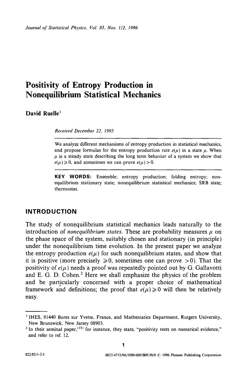 Positivity of entropy production in nonequilibrium statistical mechanics by Unknown