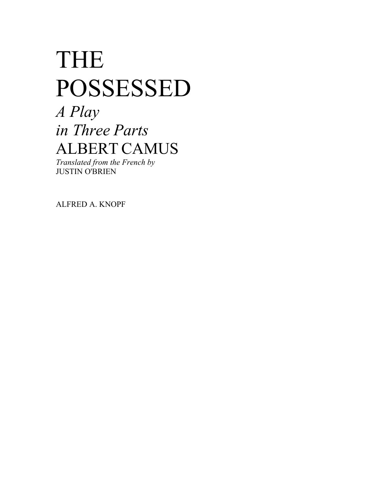 Possessed, The by Albert Camus