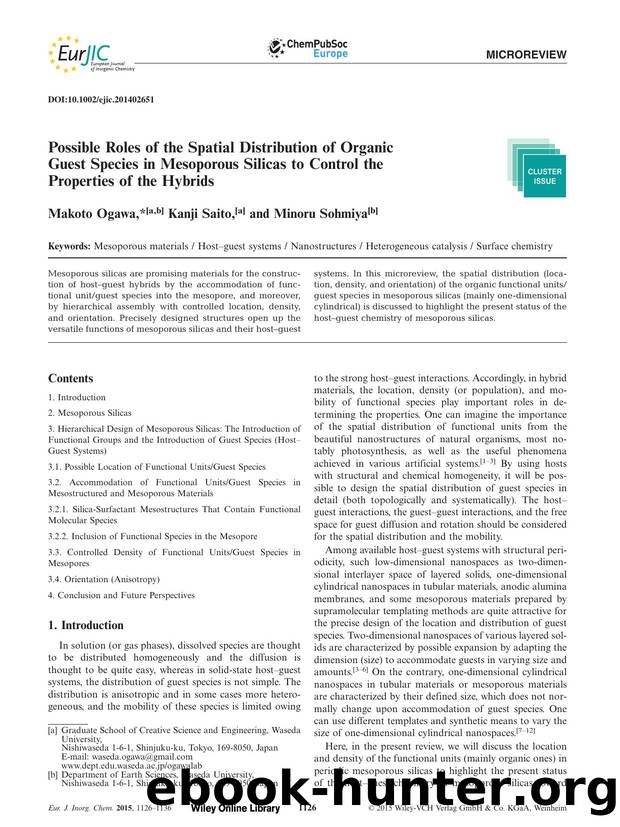 Possible Roles of the Spatial Distribution of Organic Guest Species in Mesoporous Silicas to Control the Properties of the Hybrids by Unknown