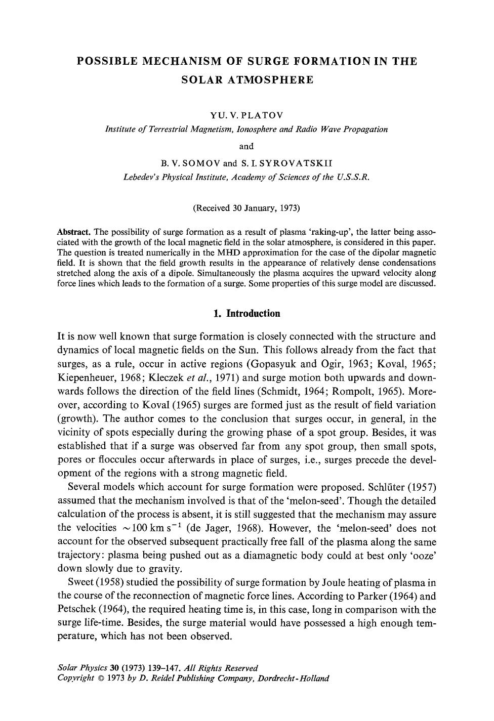 Possible mechanism of surge formation in the solar atmosphere by Unknown