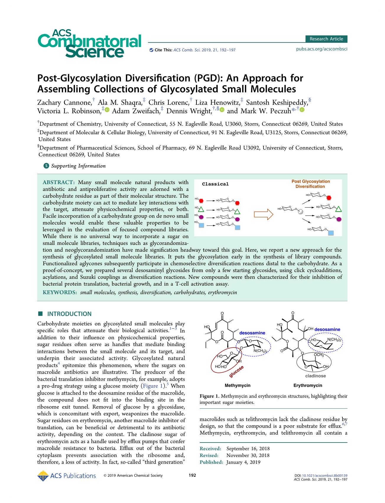 Post-Glycosylation Diversification (PGD): An Approach for Assembling Collections of Glycosylated Small Molecules by unknow