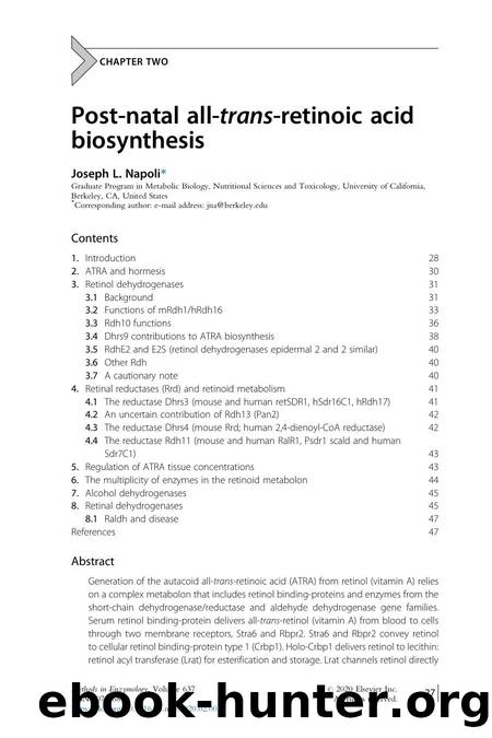 Post-natal all-trans-retinoic acid biosynthesis by Joseph L. Napoli