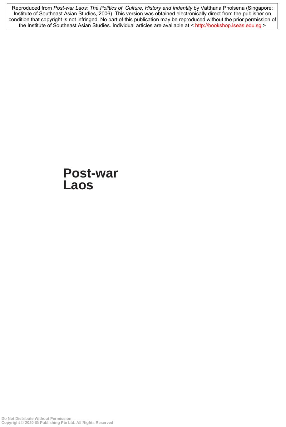 Post-war Laos : the politics of culture, history and identity by Vatthana Pholsena