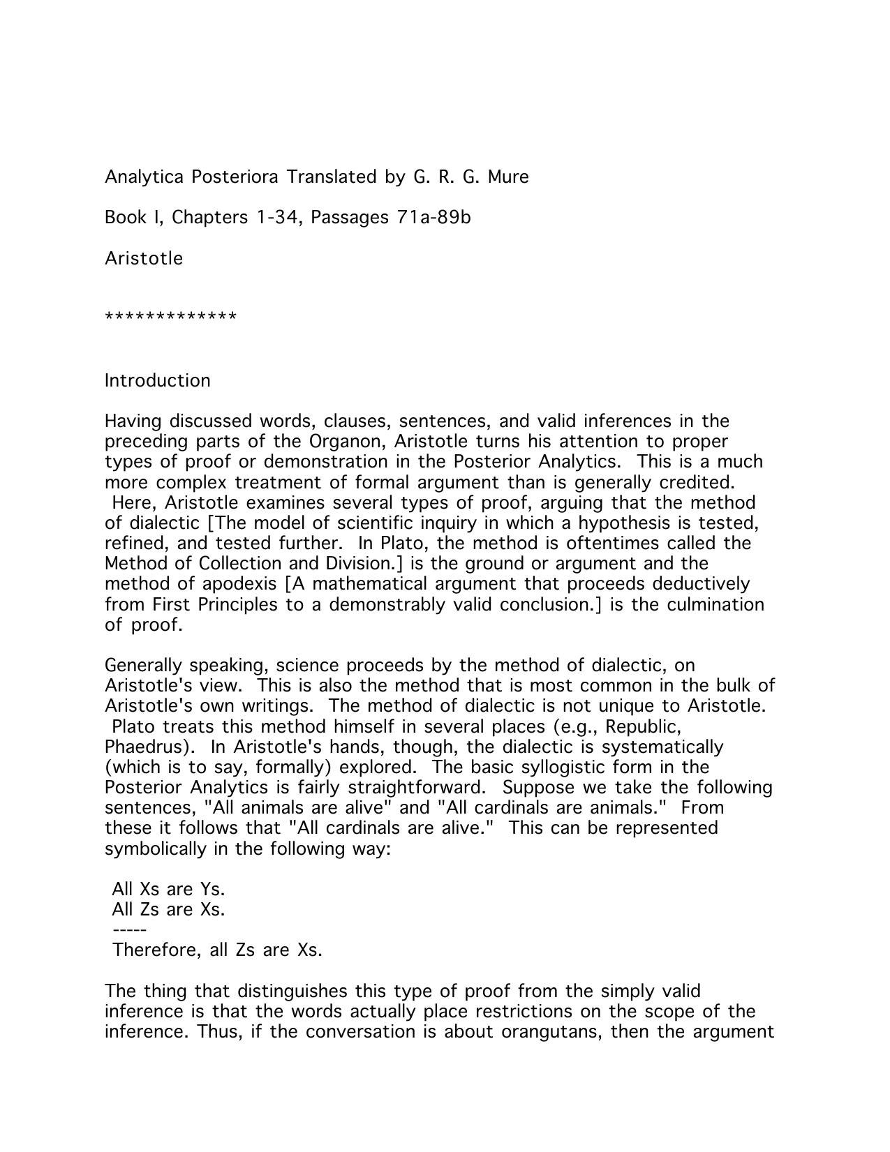 Posterior Analytics by Aristotle