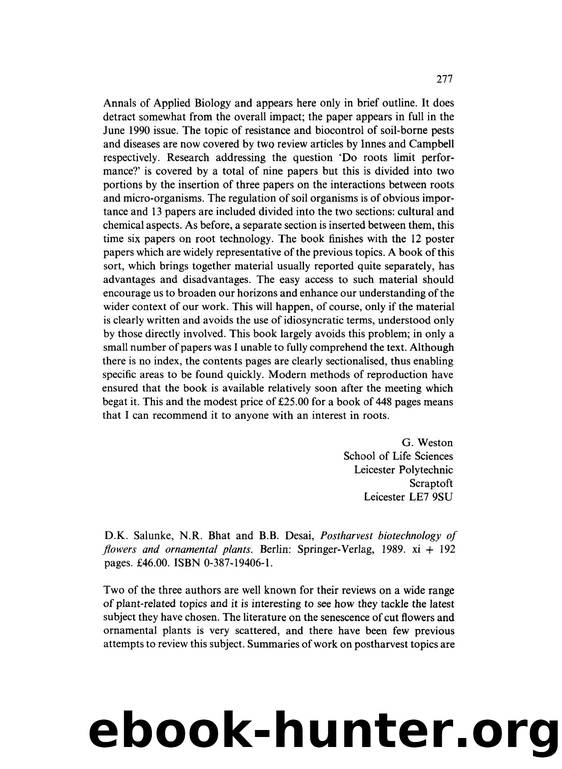 Postharvest biotechnology of flowers and ornamental plants by Unknown