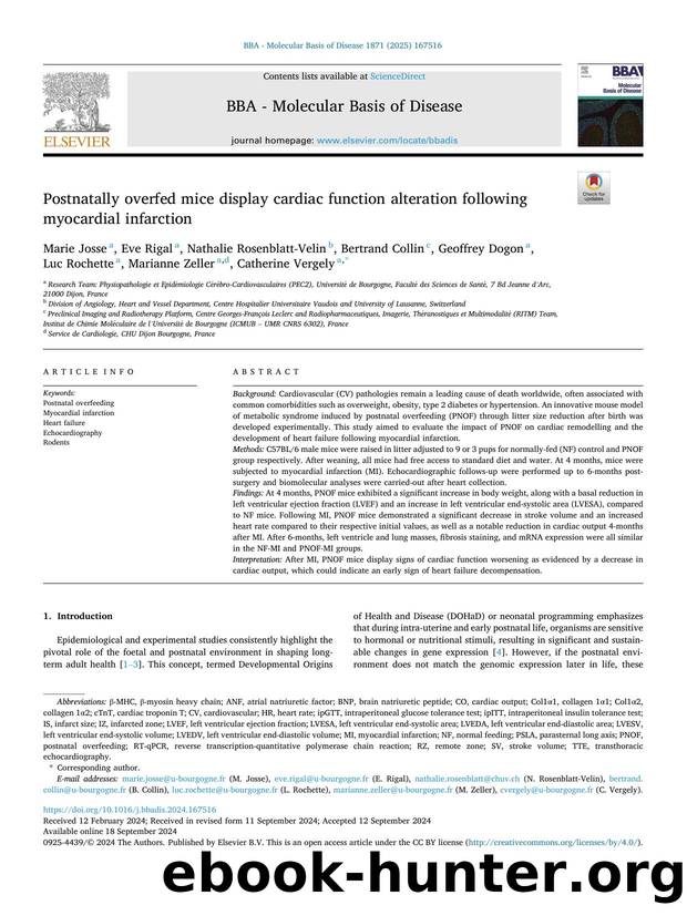 Postnatally overfed mice display cardiac function alteration following myocardial infarction by unknow