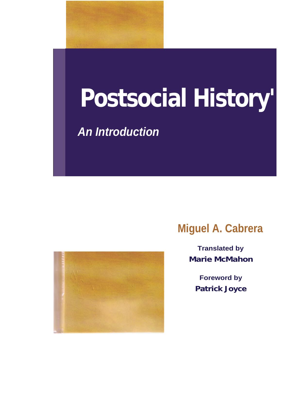 Postsocial History: An Introduction by M. A. Cabrera