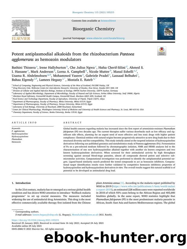 Potent antiplasmodial alkaloids from the rhizobacterium Pantoea agglomerans as hemozoin modulators by unknow