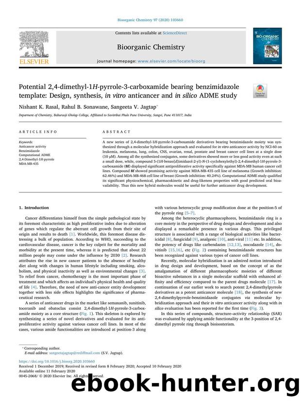 Potential 2,4-dimethyl-1H-pyrrole-3-carboxamide bearing benzimidazole template_ Design, synthesis, in vitro anticancer and in silico ADME study by Nishant K. Rasal & Rahul B. Sonawane & Sangeeta V. Jagtap