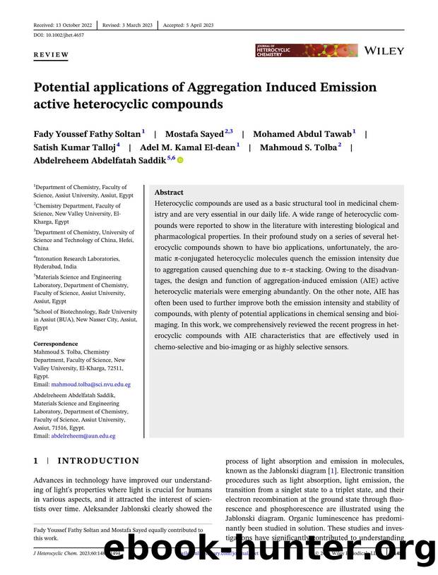 Potential Applications of AIE active Heterocyclic compounds by Unknown