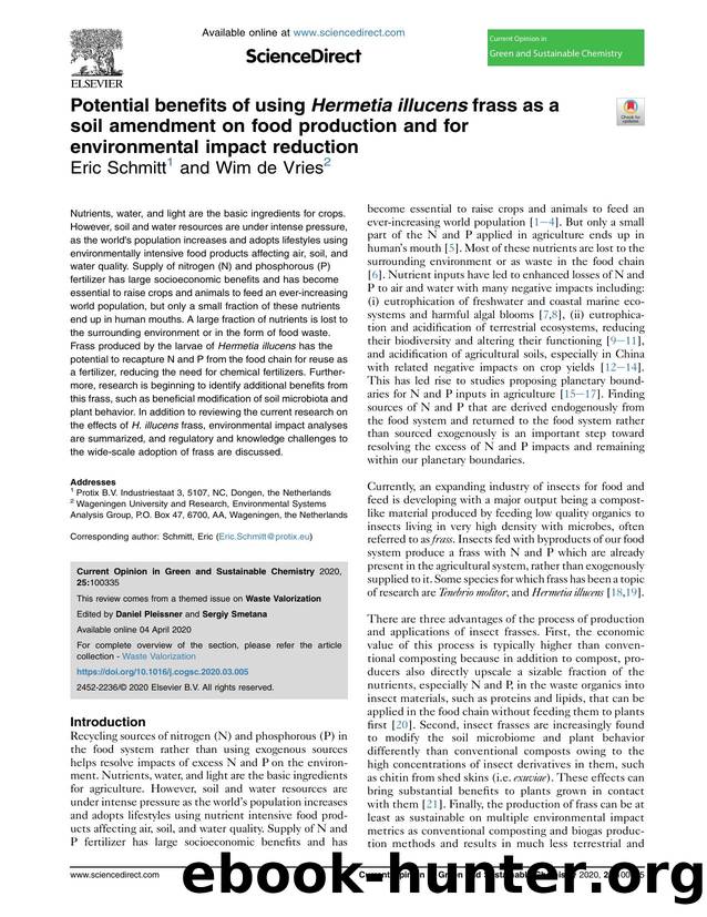 Potential benefits of using Hermetia illucens frass as a soil amendment on food production and for environmental impact reduction by Eric Schmitt & Wim de Vries