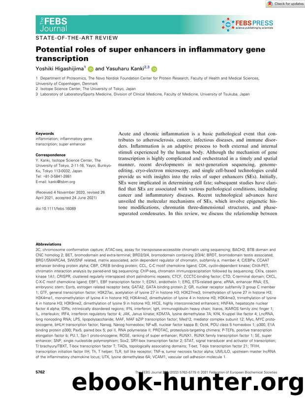 Potential roles of super enhancers in inflammatory gene transcription by Unknown