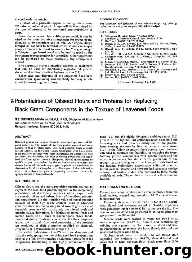 Potentialities of oilseed flours and proteins for replacing black gram components in the texture of leavened foods by Unknown