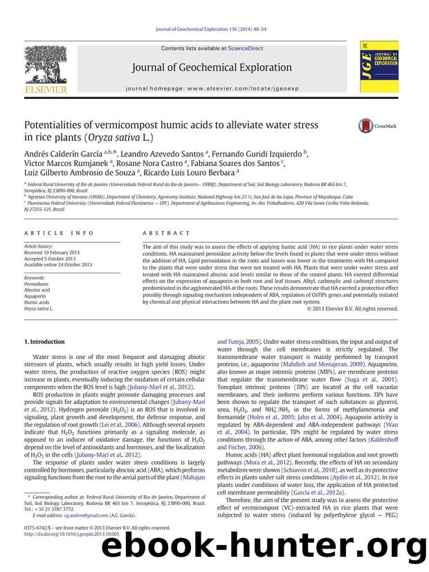 Potentialities of vermicompost humic acids to alleviate water stress in rice plants (Oryza sativa L.) by unknow