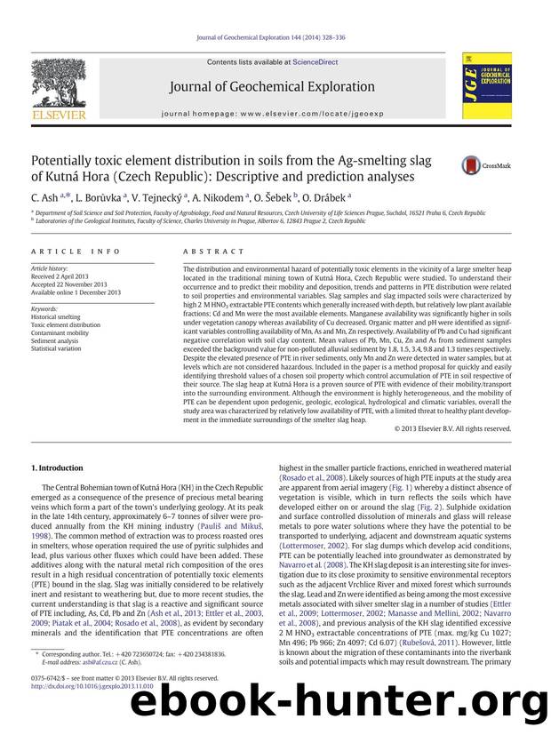 Potentially toxic element distribution in soils from the Ag-smelting slag of KutnÃ¡ Hora (Czech Republic): Descriptive and prediction analyses by C. Ash & L. Borůvka & V. Tejnecký & A. Nikodem & O. Šebek & O. Drábek