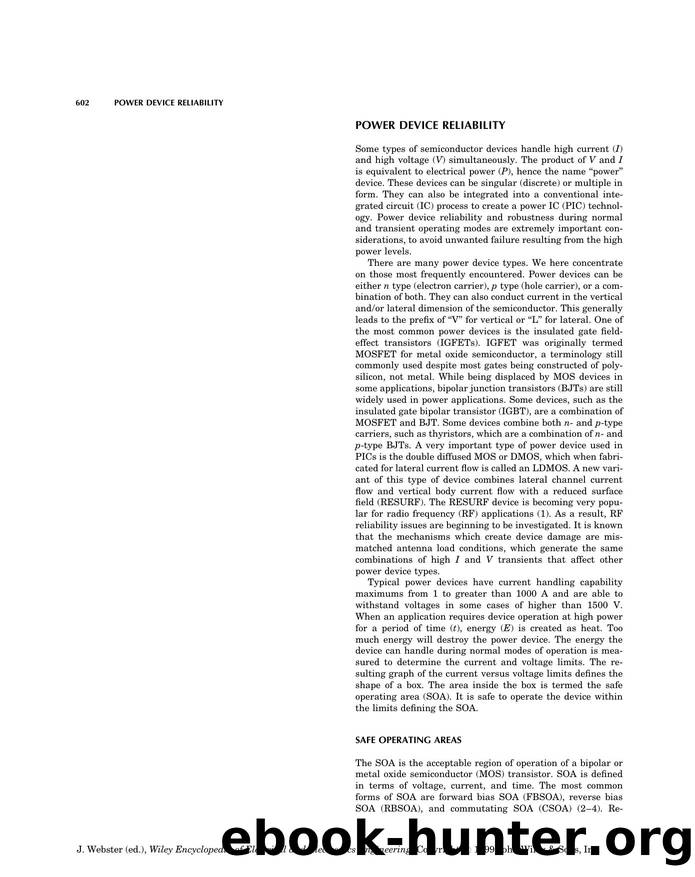Power Device Reliability". In: Wiley Encyclopedia of Electrical and Electronics Engineering by Unknown