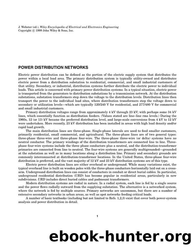Power Distribution Networks". In: Wiley Encyclopedia of Electrical and Electronics Engineering by Unknown