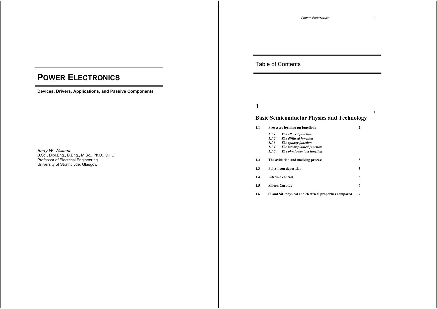 Power Electronics Devices Drivers Applications and Passive Components B Williams by Unknown