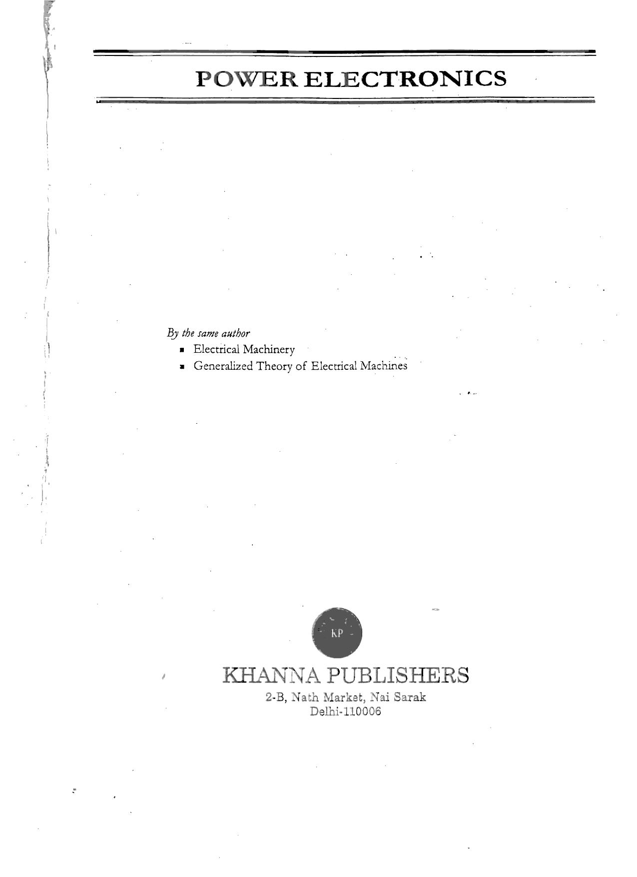 Power Electronics(scanned book) by Dr.P.S.Bimbhra