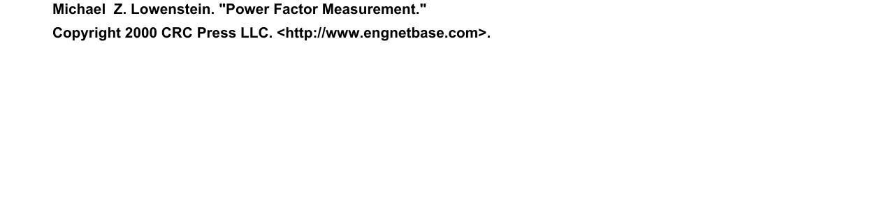 Power Factor Measurement by Michael Z. Lowenstein