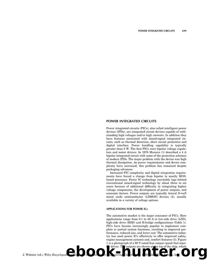 Power Integrated Circuits". In: Wiley Encyclopedia of Electrical and Electronics Engineering by Unknown