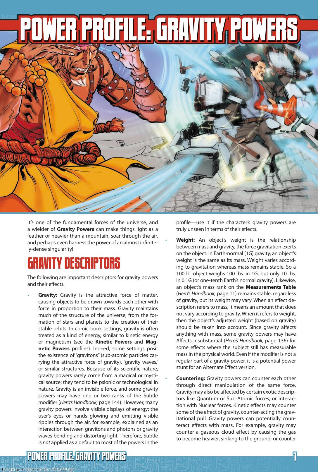 Power Profile: Gravity Powers by Steve Kenson