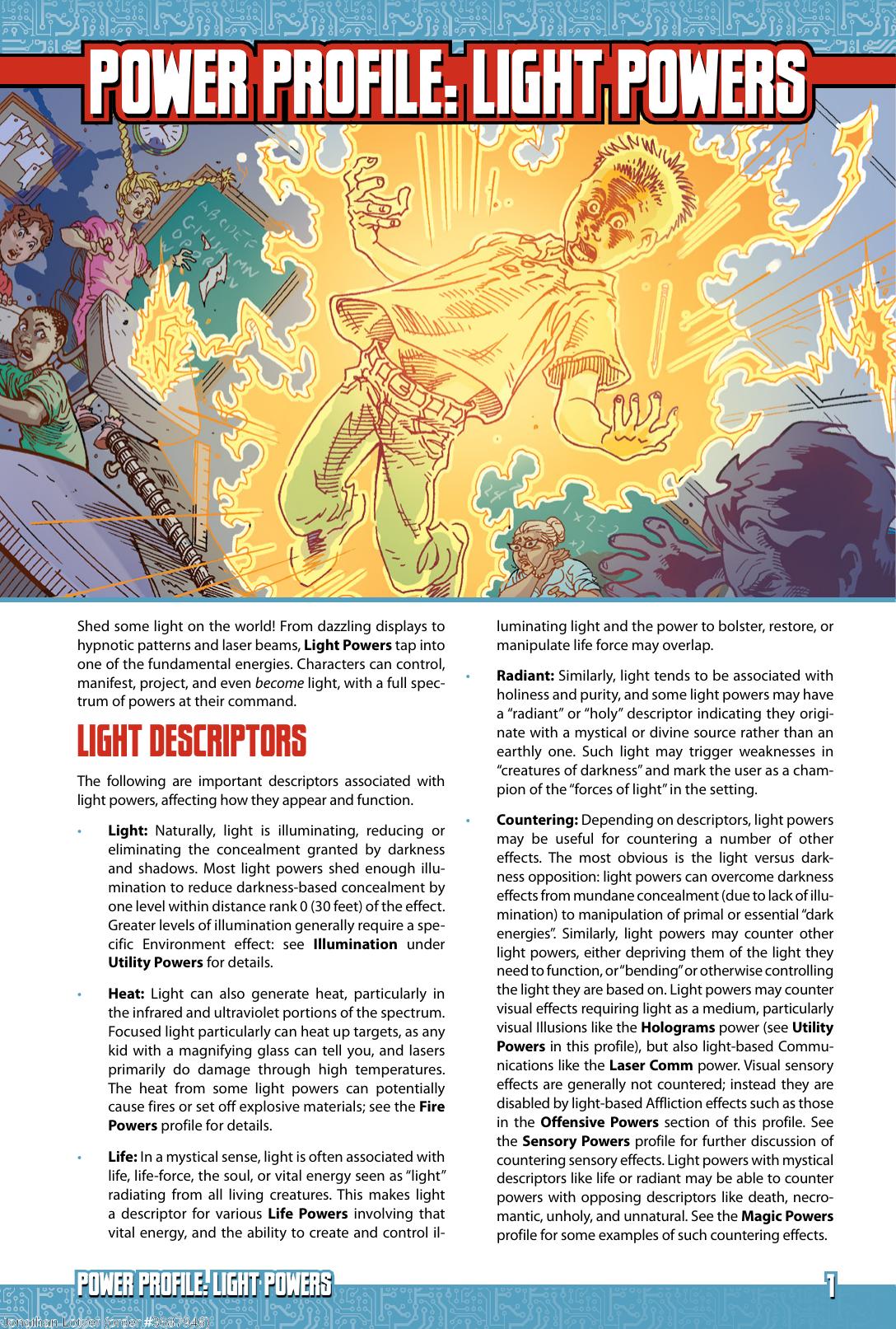 Power Profile: Light Powers by Steve Kenson