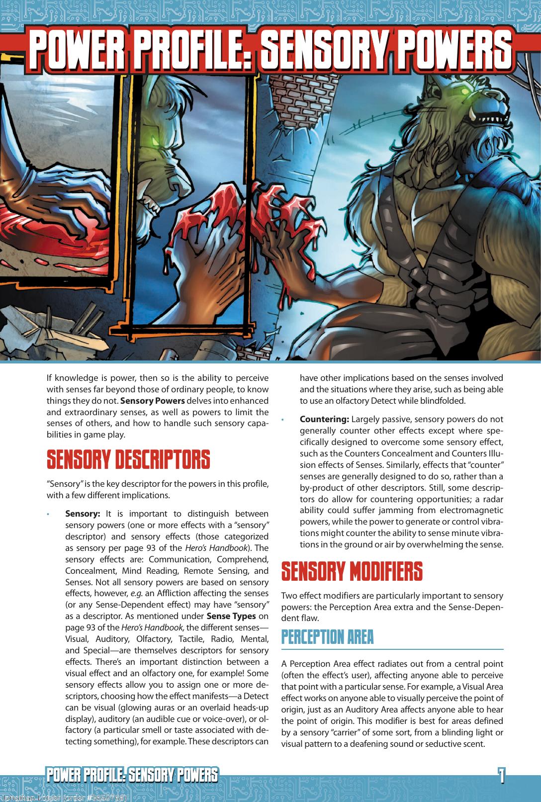 Power Profile: Sensory Powers by Steve Kenson