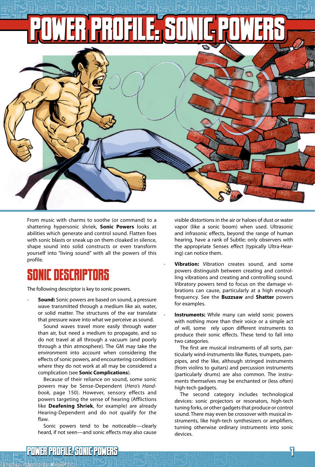 Power Profile: Sonic Powers by Steve Kenson