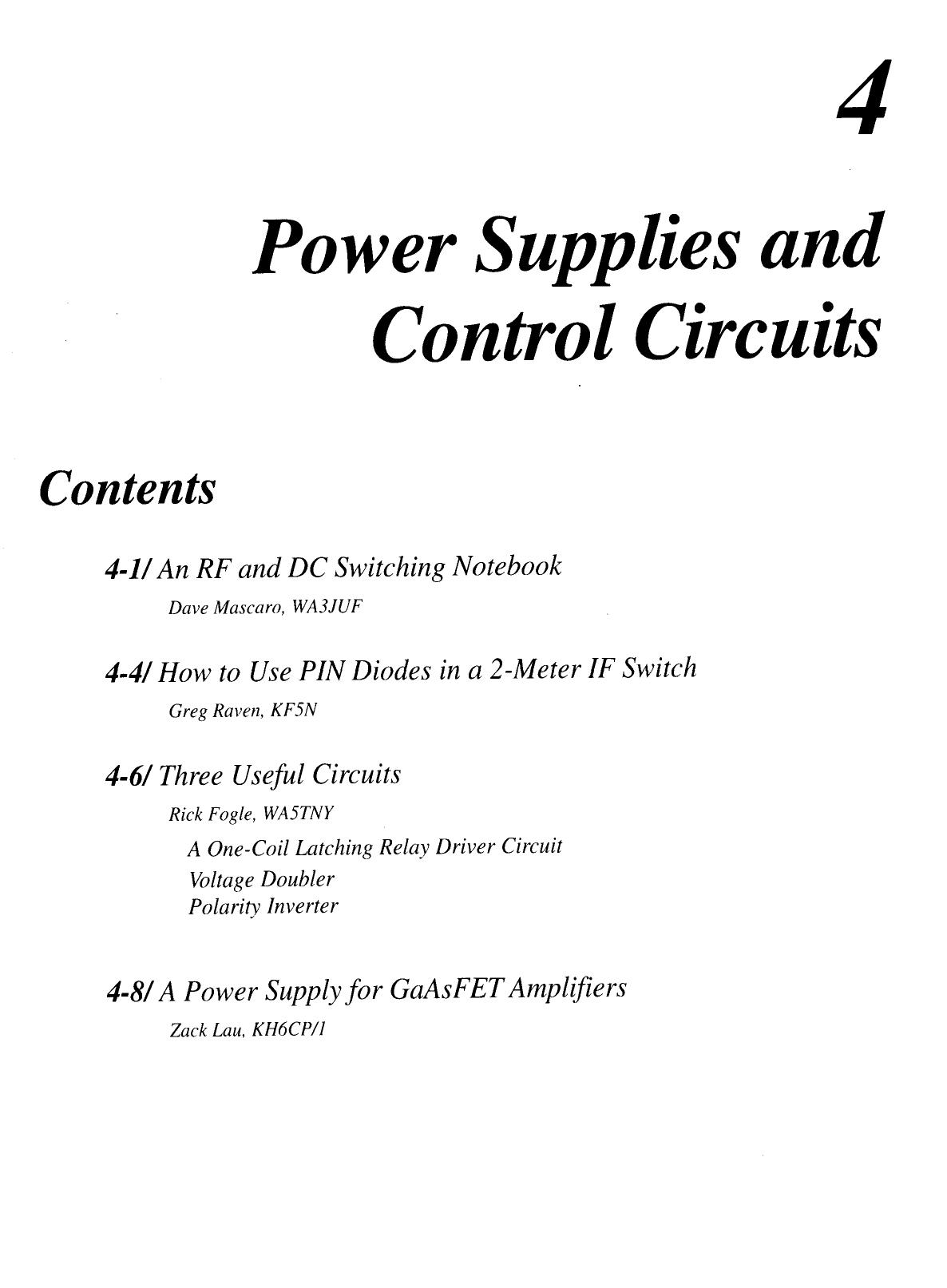Power Supplies and Control Circuits by ARRL