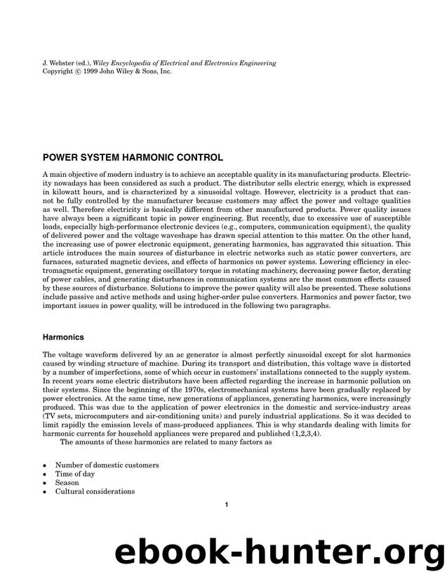 Power System Harmonic Control". In: Wiley Encyclopedia of Electrical and Electronics Engineering by Unknown