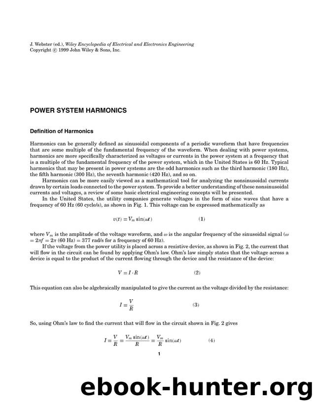 Power System Harmonics". In: Wiley Encyclopedia of Electrical and Electronics Engineering by Unknown