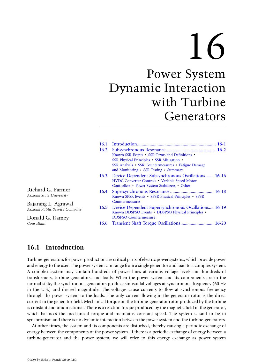 Power System Stability and Control by Richard G. Farmer Bajarang L. Agrawal and Donald G. Ramey