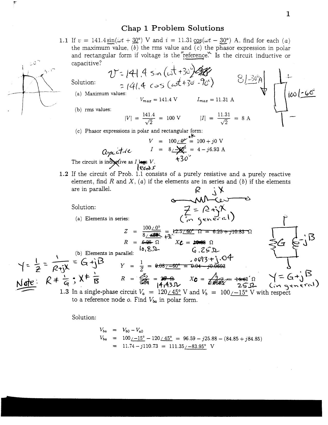 Power Systems Analysis - Solutions Manual by John Grainger William D. Stevenson