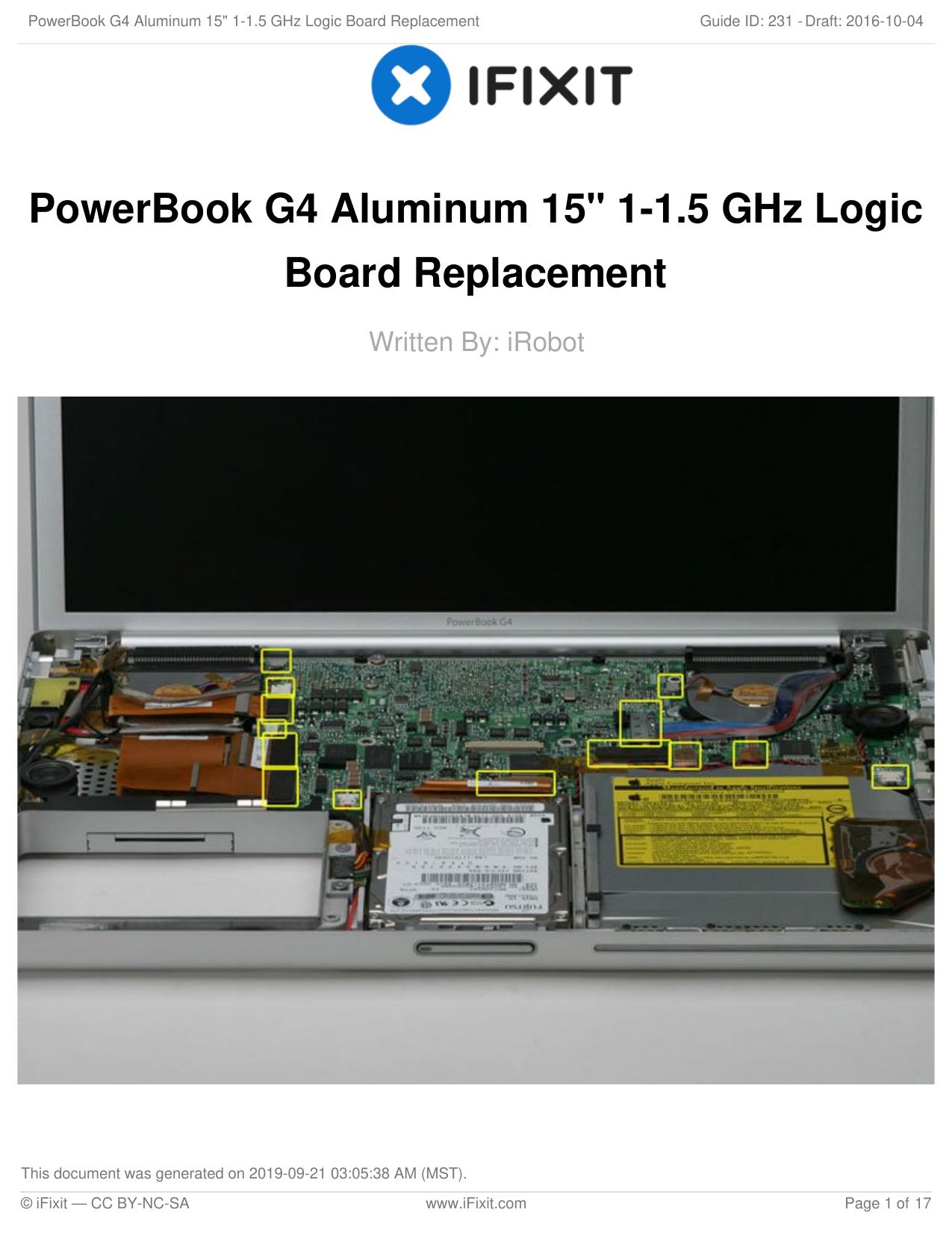 PowerBook G4 Aluminum 15" 1-1.5 GHz Logic Board Replacement by Unknown